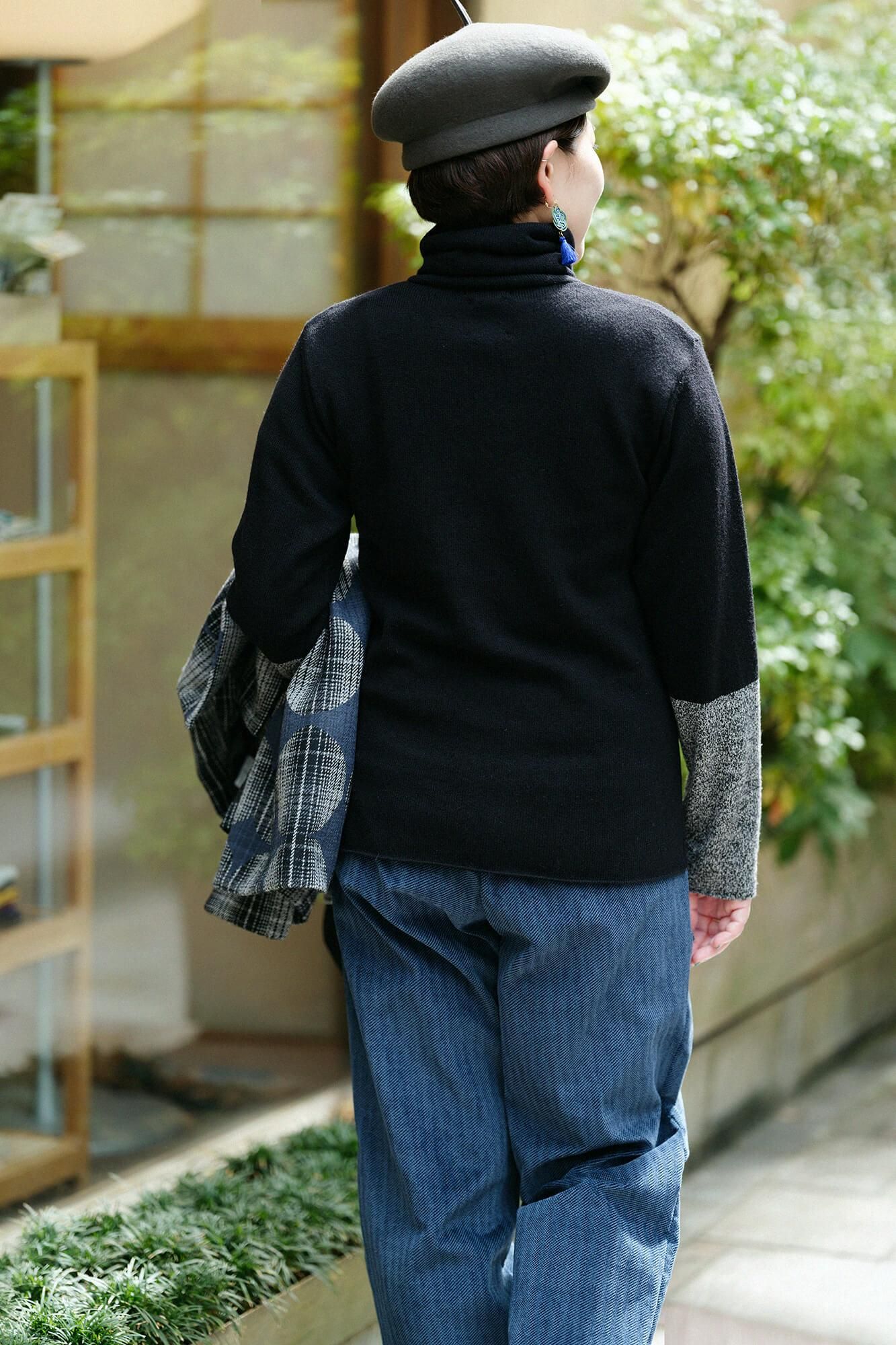 net限定】ウォッシャブルウールニット 衿巻違い袖（えりまきちがいそで