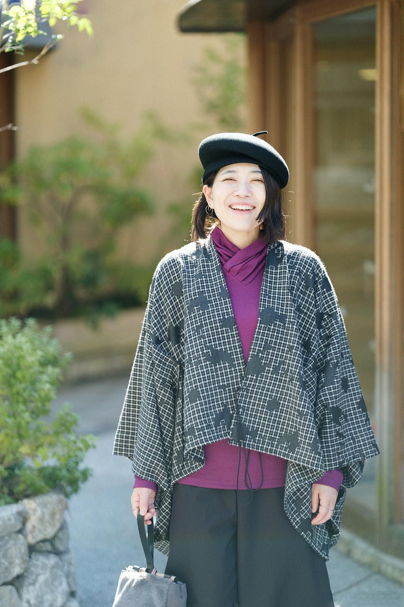 Washable Plain Stitch Wool Turtle Neck Shirt / Deep Red