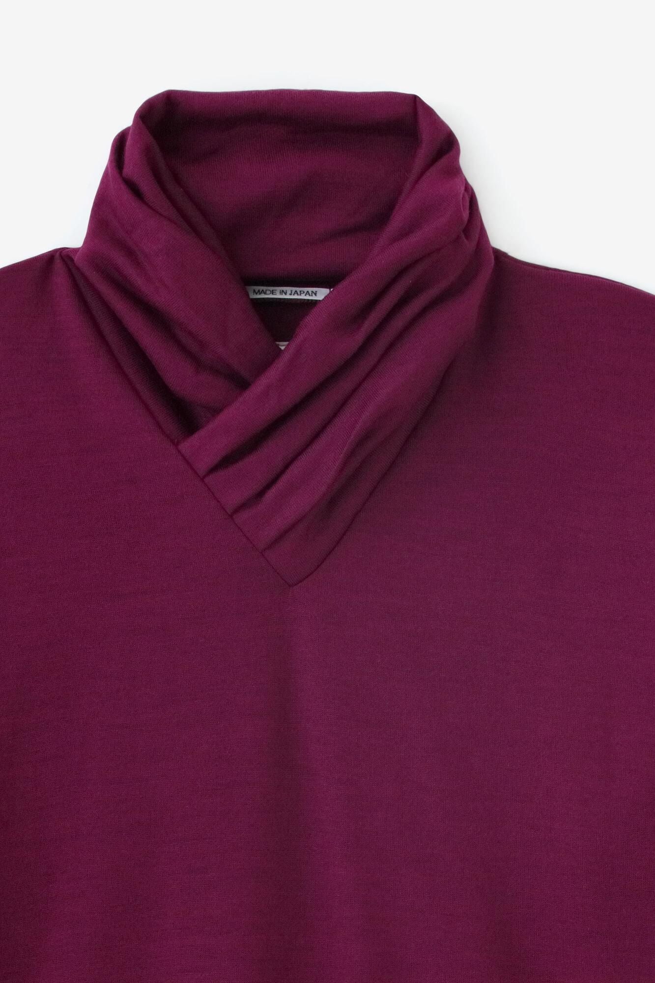 Washable Plain Stitch Wool Turtle Neck Shirt / Deep Red