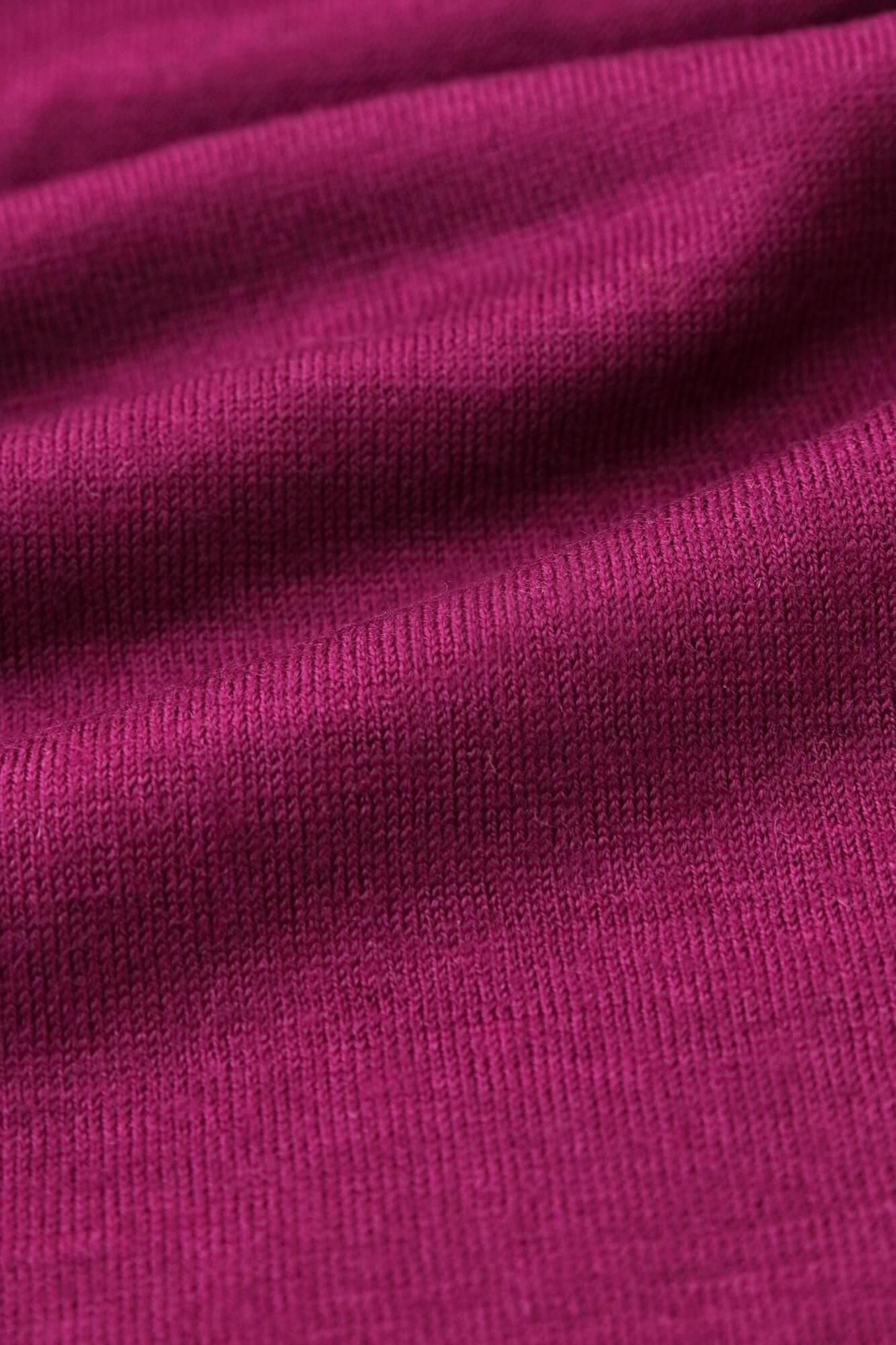 Washable Plain Stitch Wool Turtle Neck Shirt / Deep Red