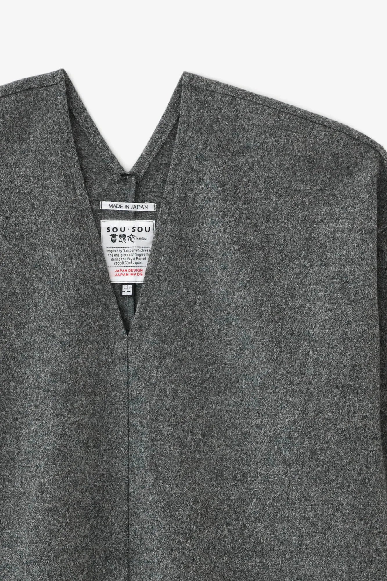 【net limited】Super 100's Wool V Neck Akome Kantoui／Grey Ink▲