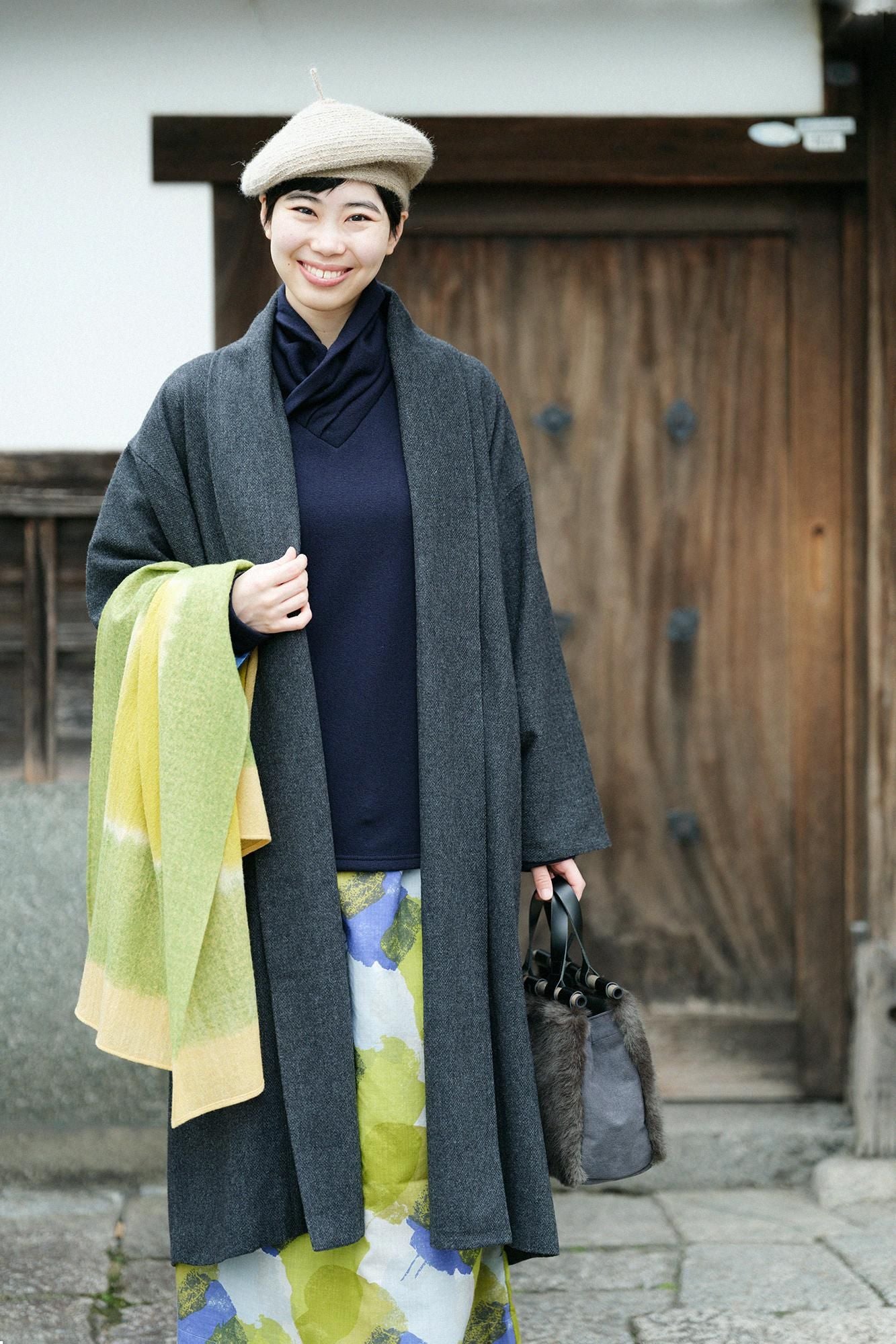 SOUSOU長羽織 42双 梳毛（そもう） 長羽織（ながばおり） 袷（あわせ）／濡羽色（