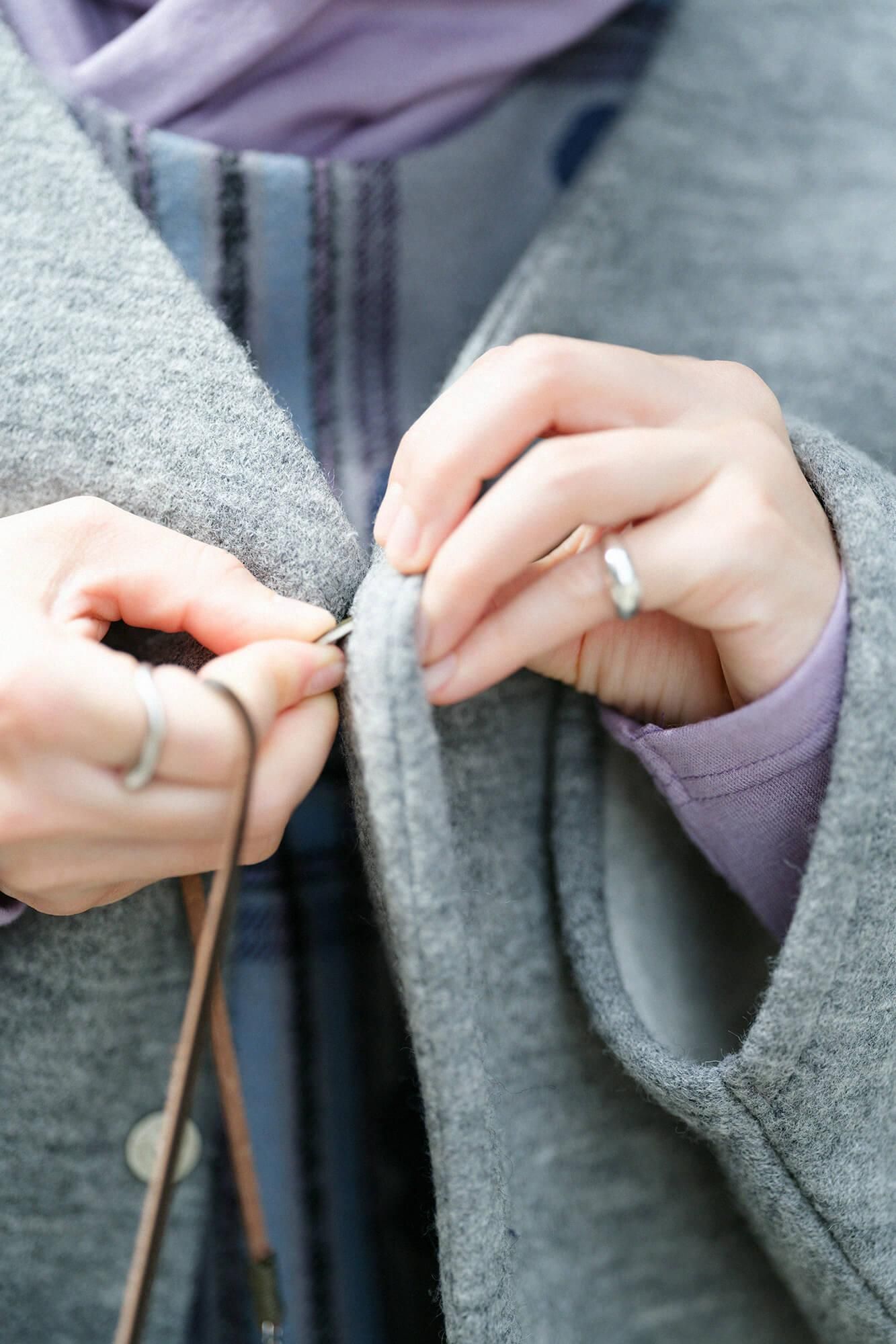 Dual-layered Knit Naginata Earl Cardigan / Heather Grey