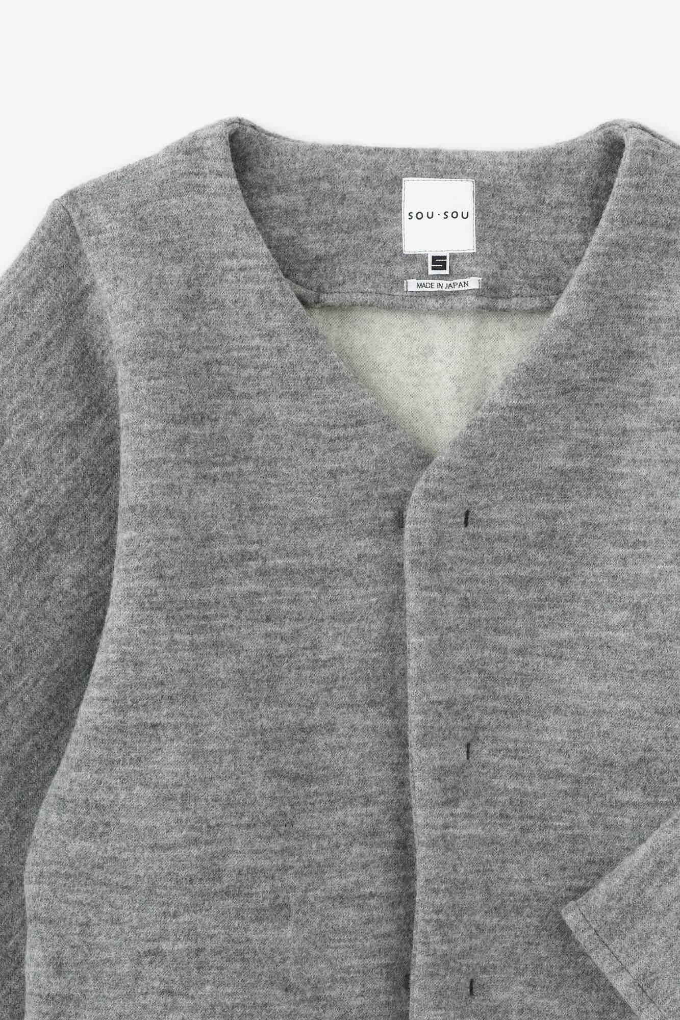 Dual-layered Knit Naginata Earl Cardigan / Heather Grey