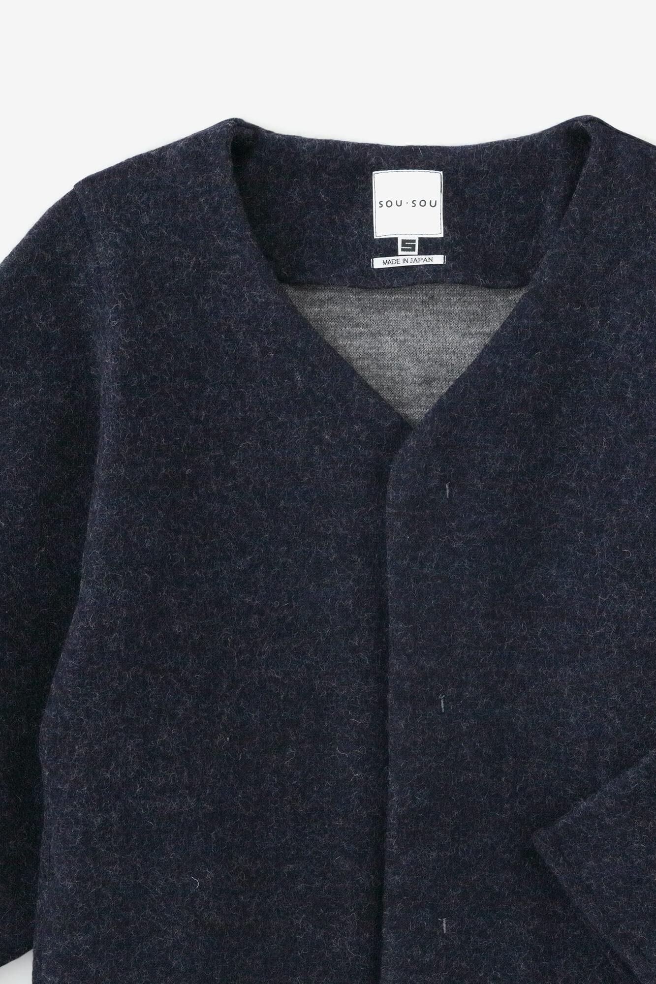 雙層針織 圓弧袖伯爵外套／深藍色2