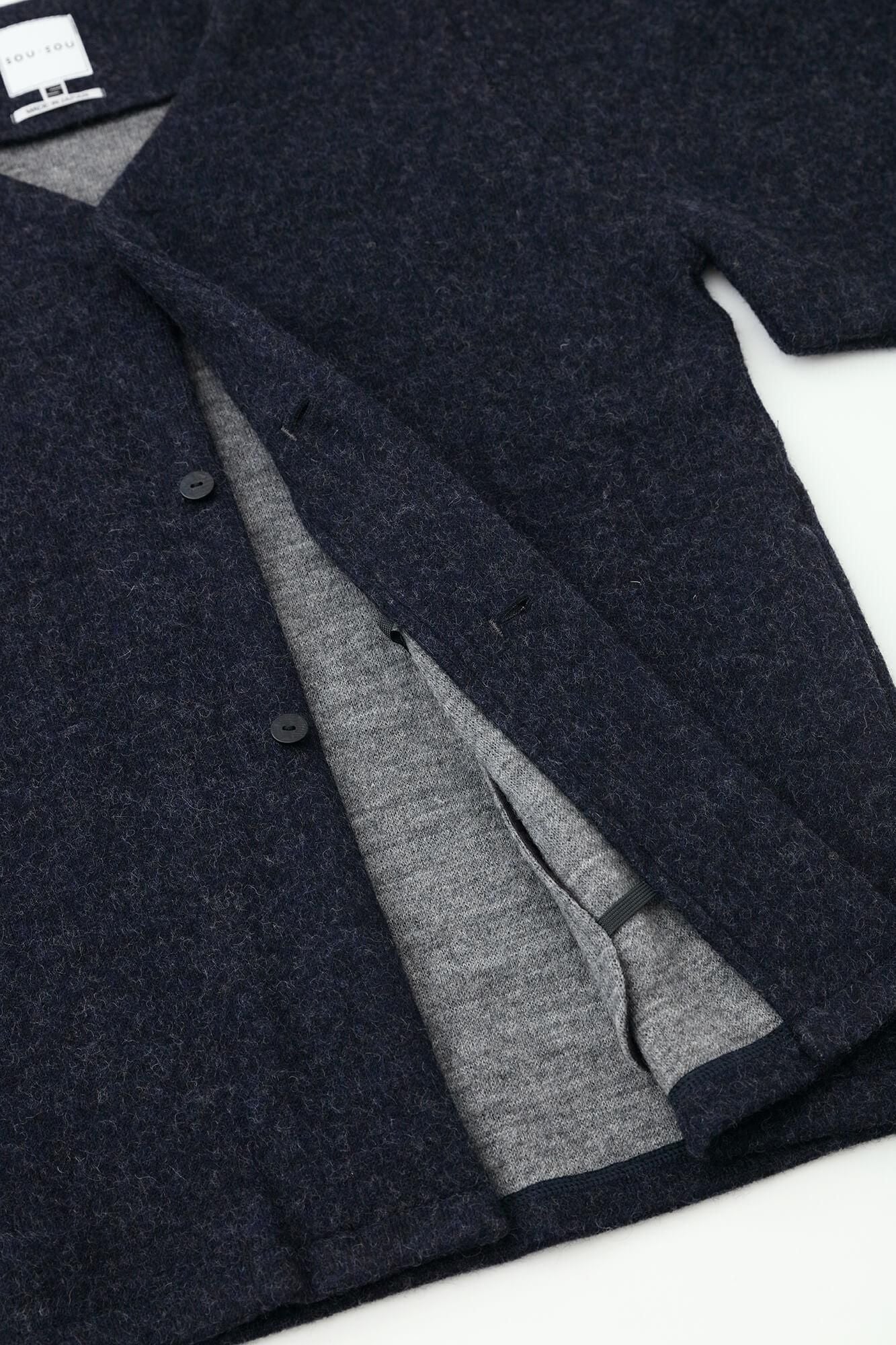 雙層針織 圓弧袖伯爵外套／深藍色2