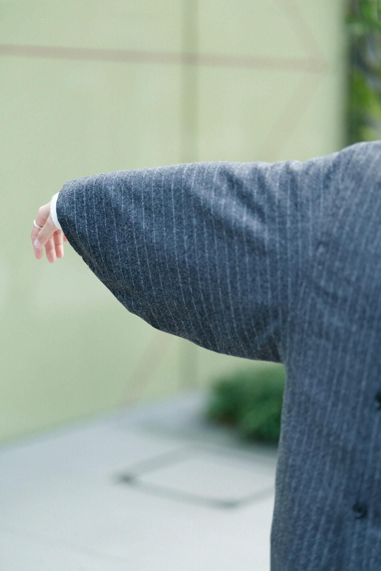 SOU・SOUソウソウ　薙刀被風　長丈　裏勝り　美品 net限定】梳毛格子織（そもうこうしおり） 薙刀被風（なぎなたひ