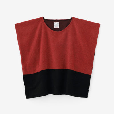 羅紗呢絨 方形上衣 雙色／深紅色x黑色