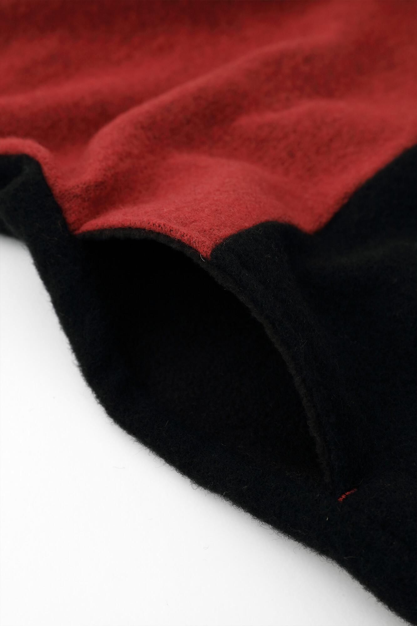 羅紗呢絨 方形上衣 雙色／深紅色x黑色