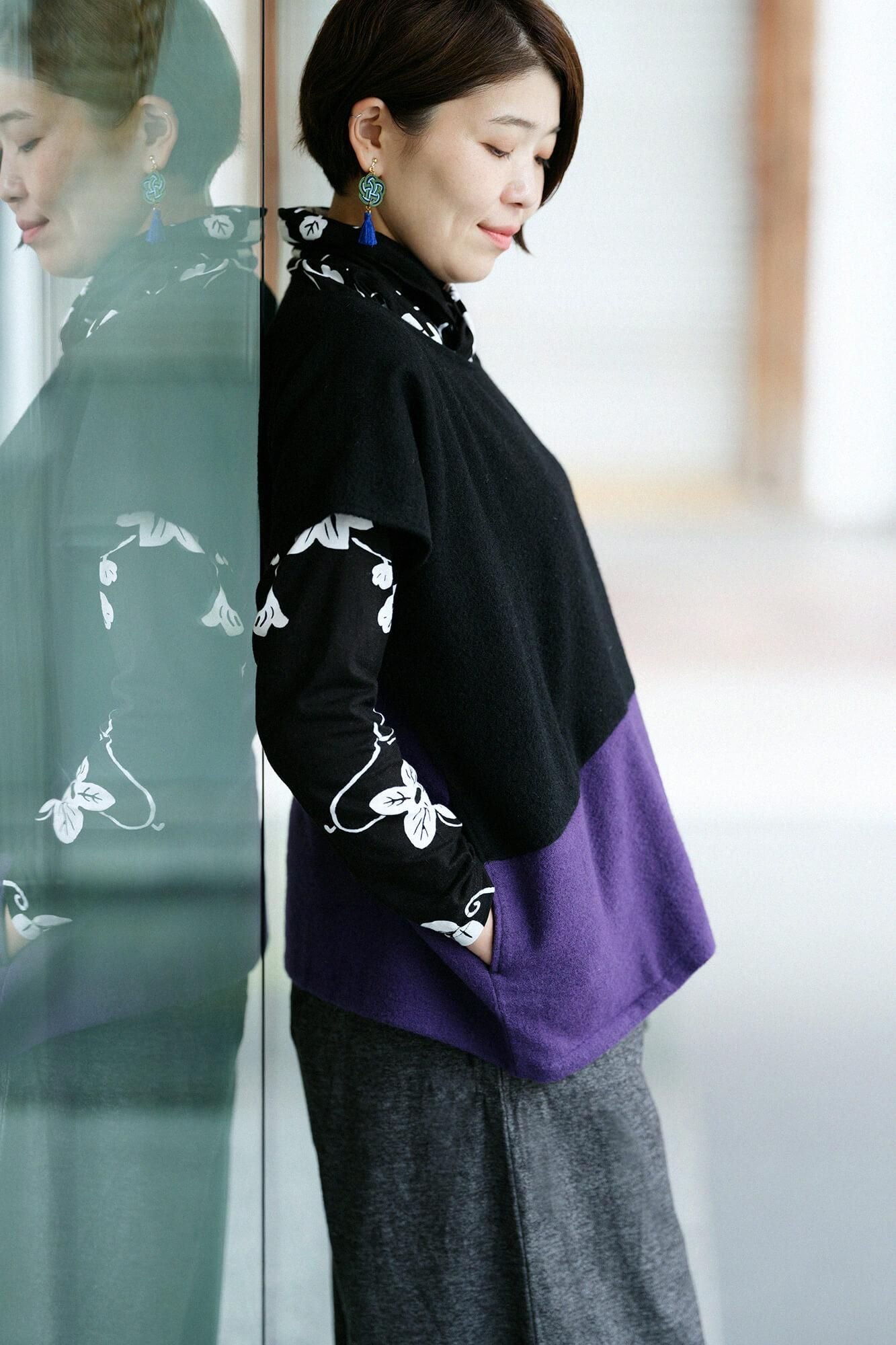 Raxa Square Top Bi-color / Black × Violet