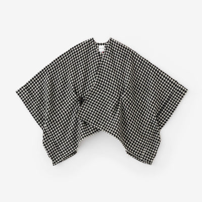 【net限定】梳毛（そもう） 千鳥格子織（ちどりごうしおり） きさらぎ 短丈／濡羽色（ぬればいろ）×生白（きじろ）