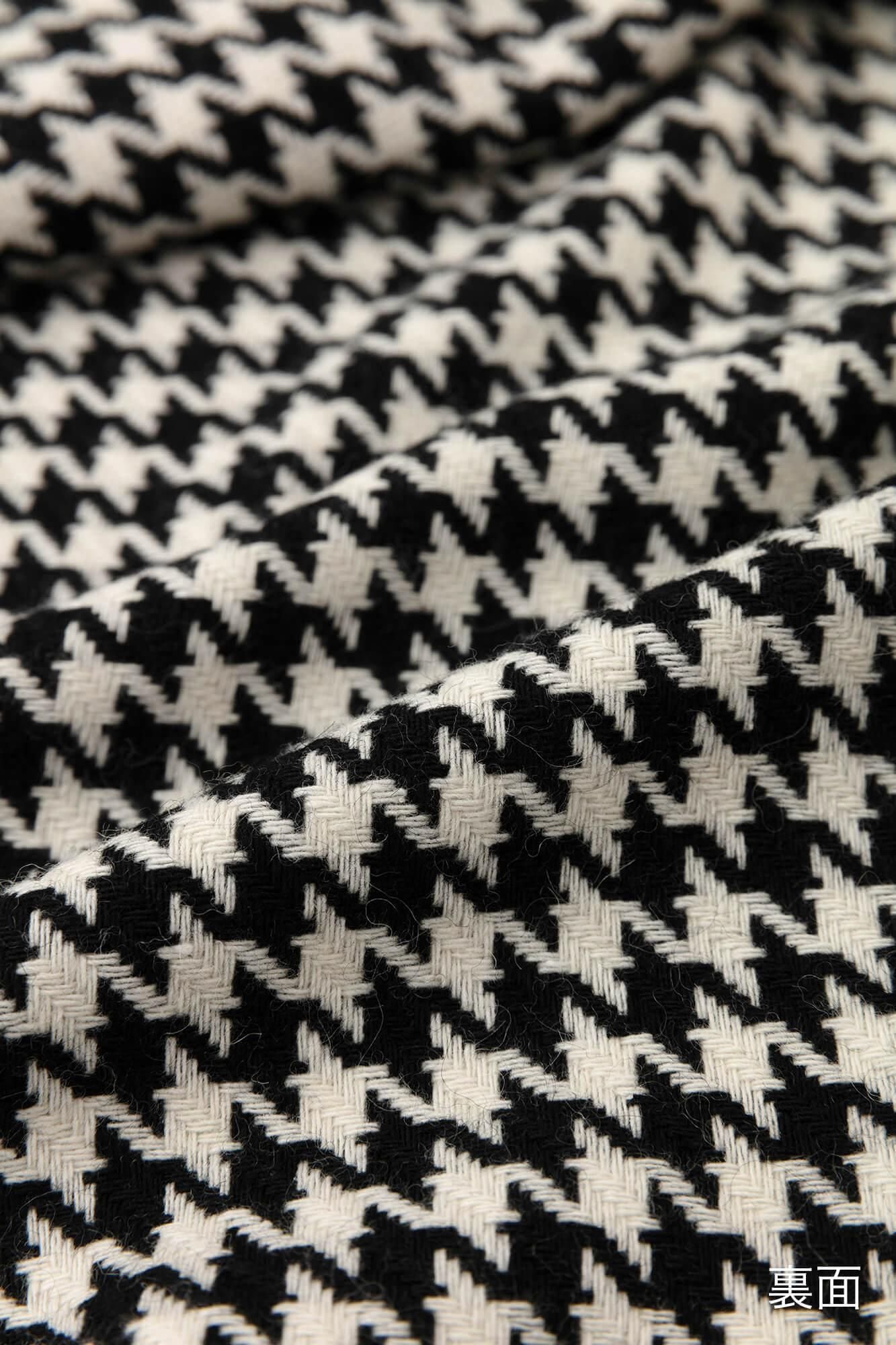 【net限定】梳毛（そもう） 千鳥格子織（ちどりごうしおり） きさらぎ 短丈／濡羽色（ぬればいろ）×生白（きじろ）