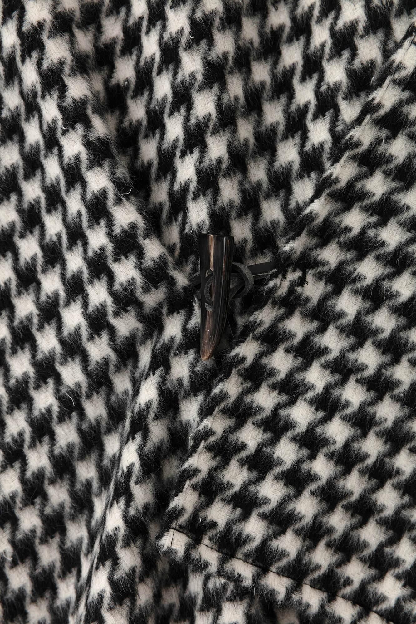 【net限定】梳毛（そもう） 千鳥格子織（ちどりごうしおり） きさらぎ 短丈／濡羽色（ぬればいろ）×生白（きじろ）