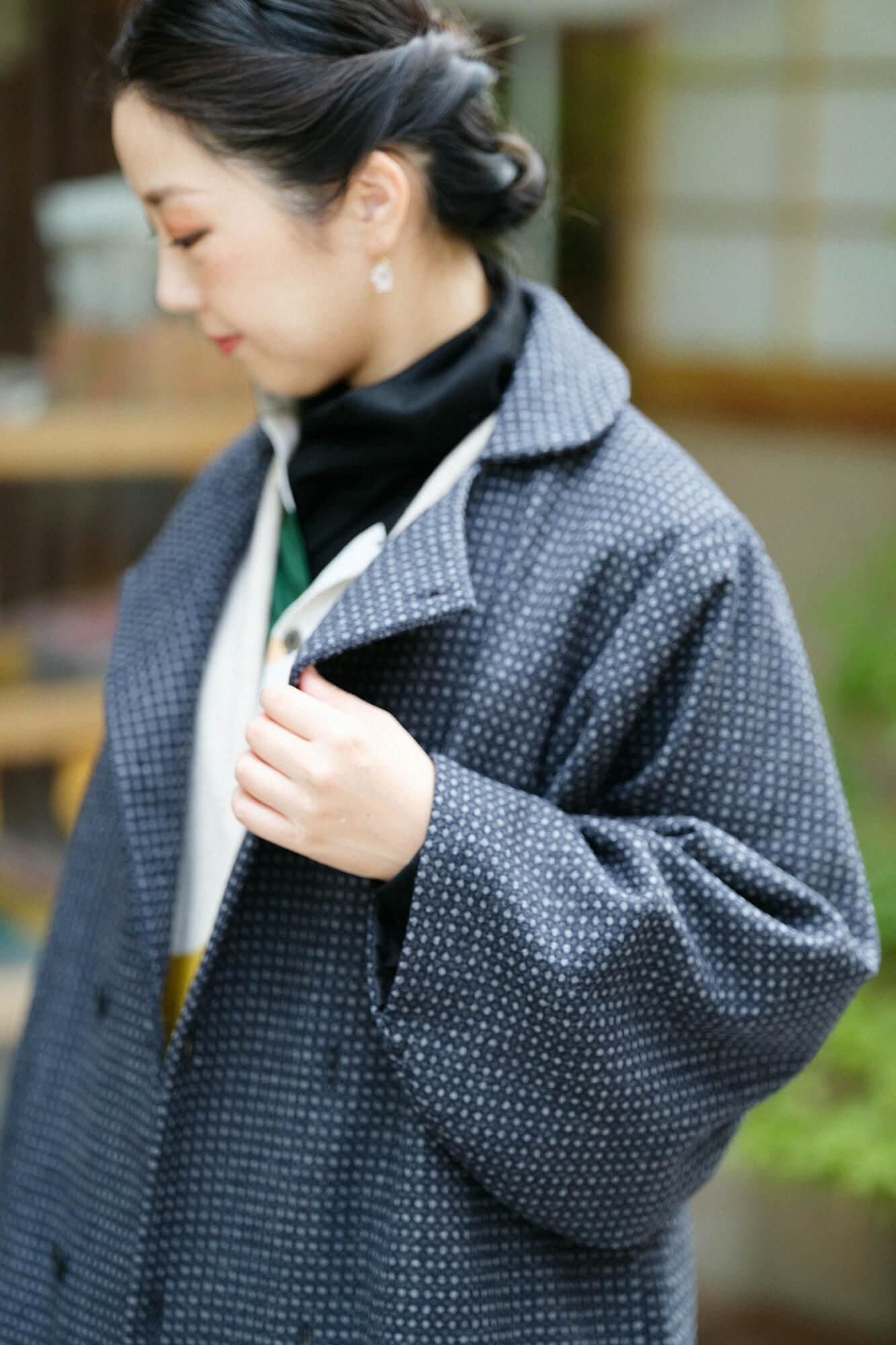 net限定】梳毛（そもう） 豆格子織（まめごうしおり） 薙刀被風