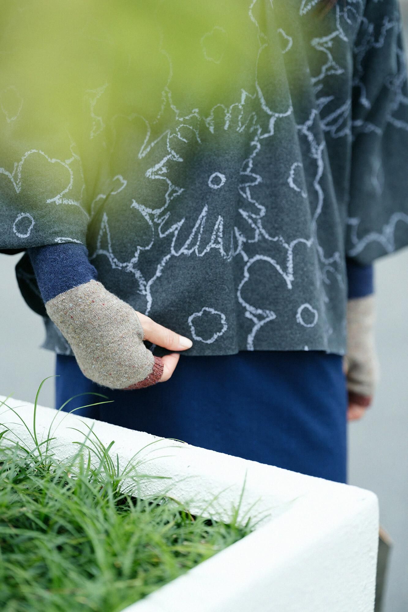 兔毛混紡 袖套／小豆茶色