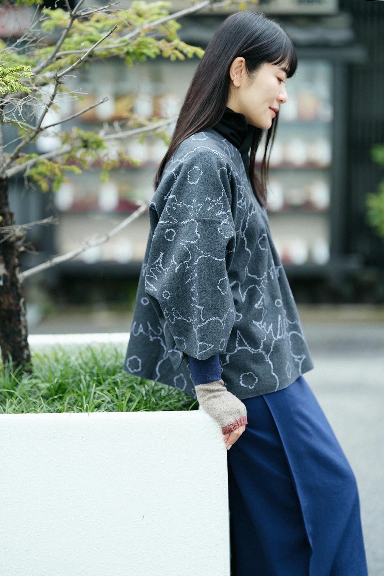 兔毛混紡 袖套／小豆茶色