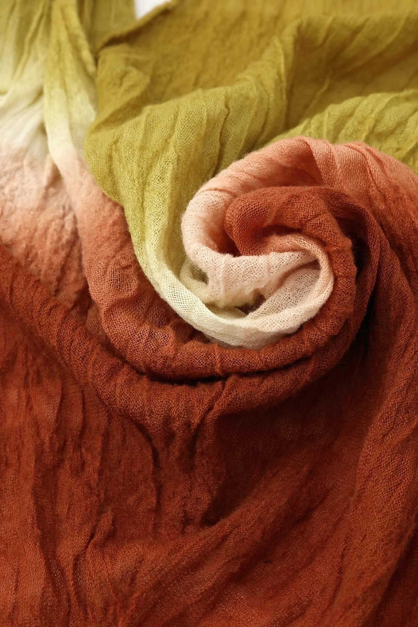 [仅在线] asai shibori，灌木肩带，kensaki，手工染色，棕褐色x yamabuki nezu