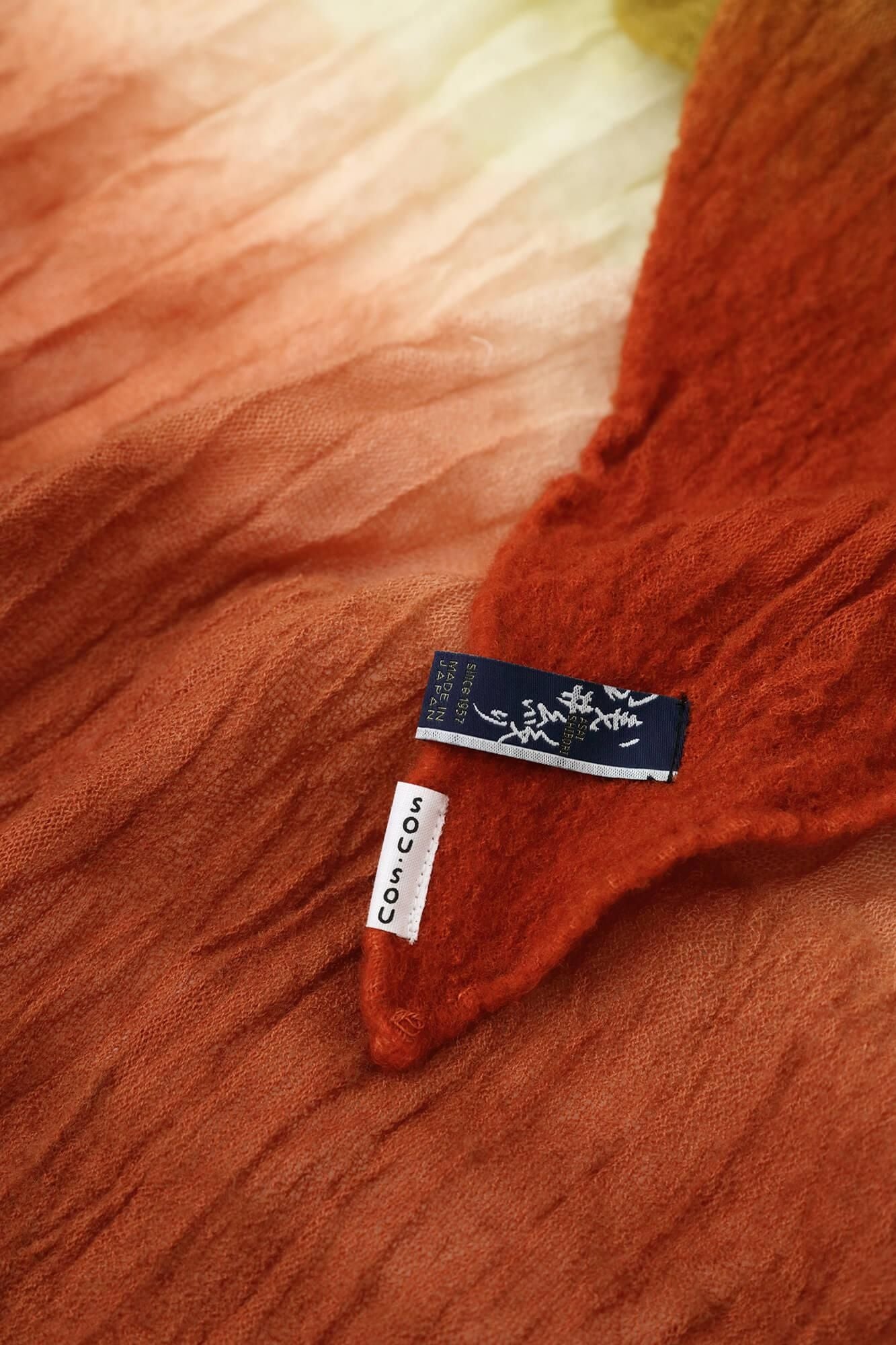 [仅在线] asai shibori，灌木肩带，kensaki，手工染色，棕褐色x yamabuki nezu