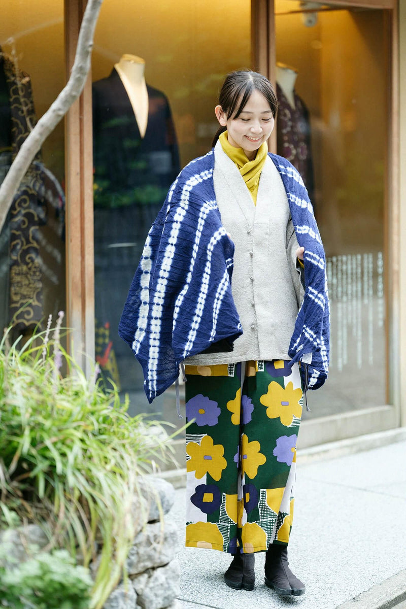 浅井絞り 縮絨 ストール・肩掛け 剣先