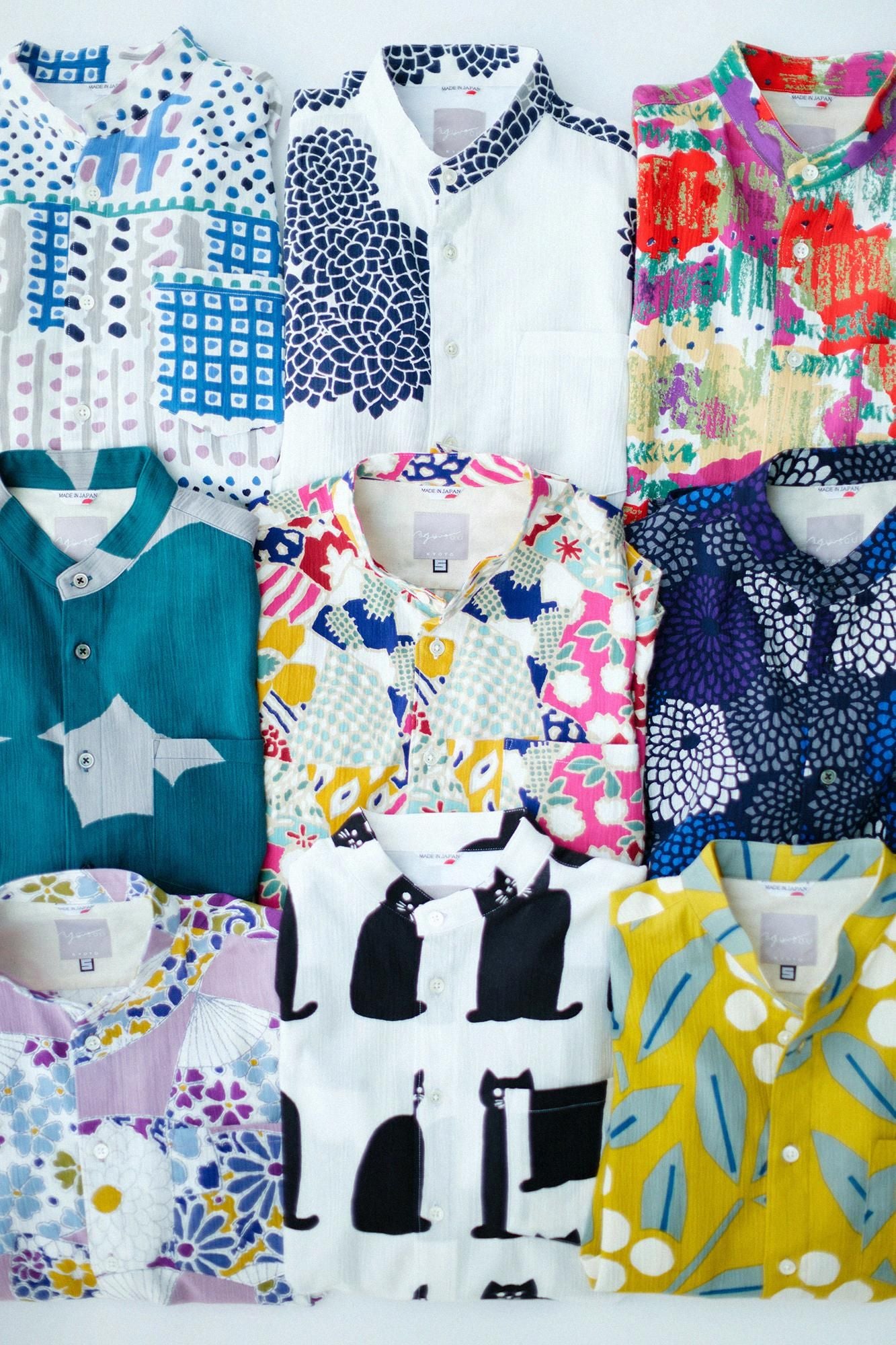 高島縮棉 20/20立領長袖襯衫／雲間菊