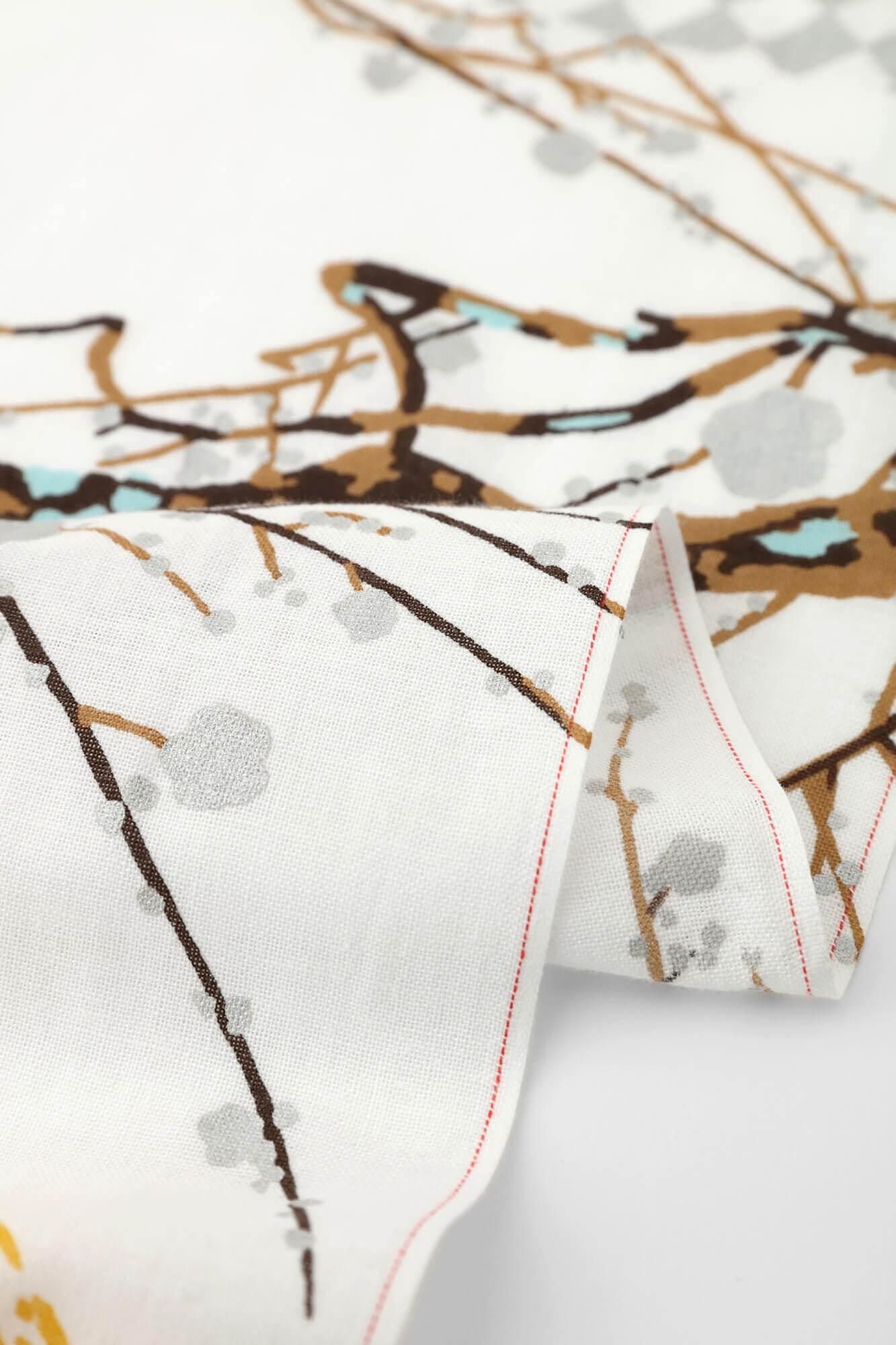 伊勢木棉圖案紋樣手巾/尾形光琳 紅白梅圖屏風 再現