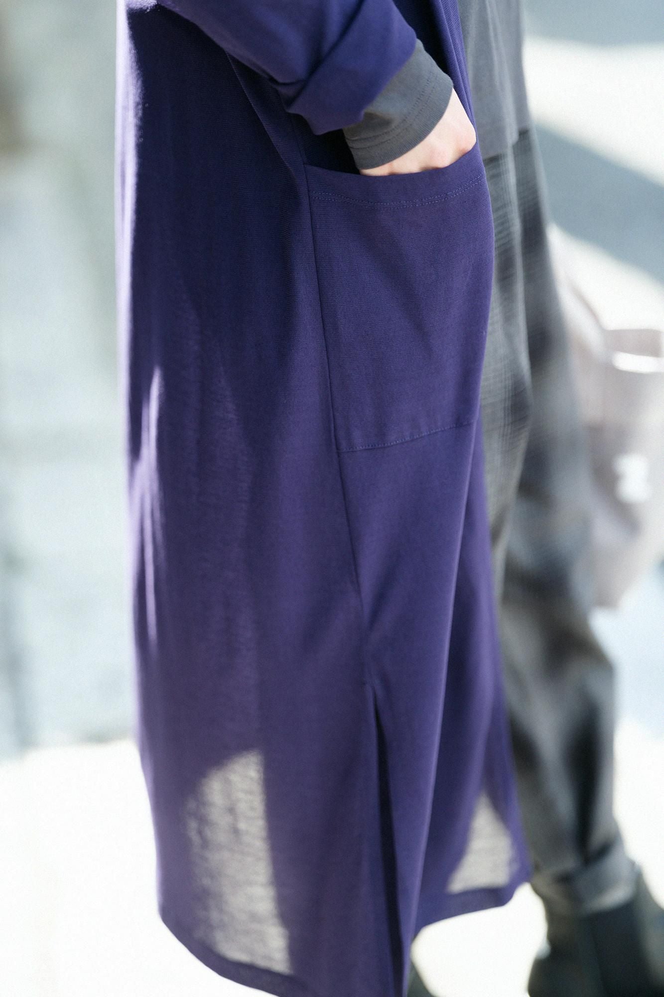 CSS棉 長外套／紫藍色