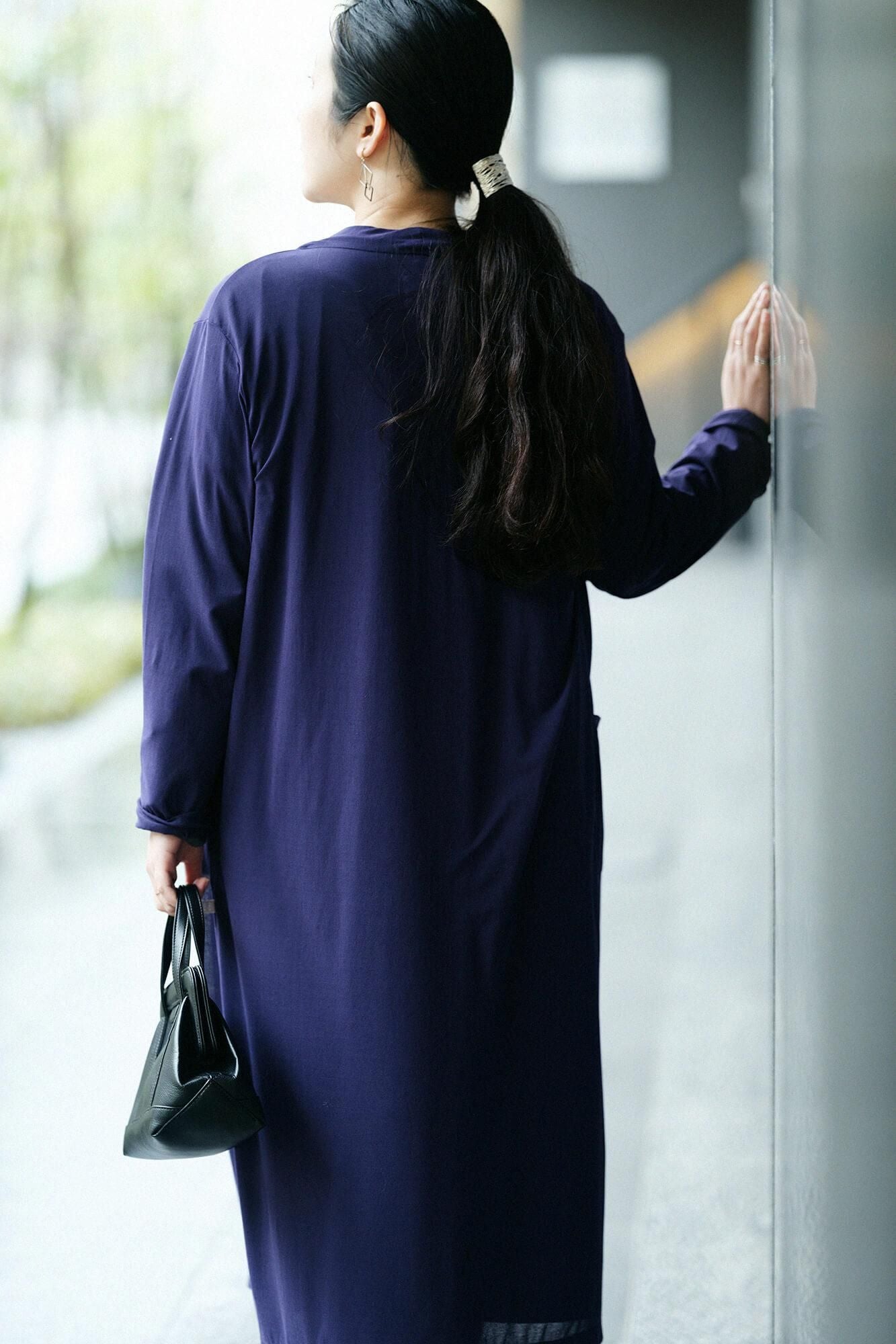 net限定】CSSコットン ロングカーディガン／紫紺色（しこんいろ）