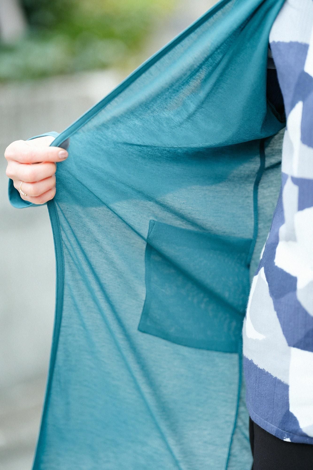 CSS Cotton Long Cardigan / Teal Color