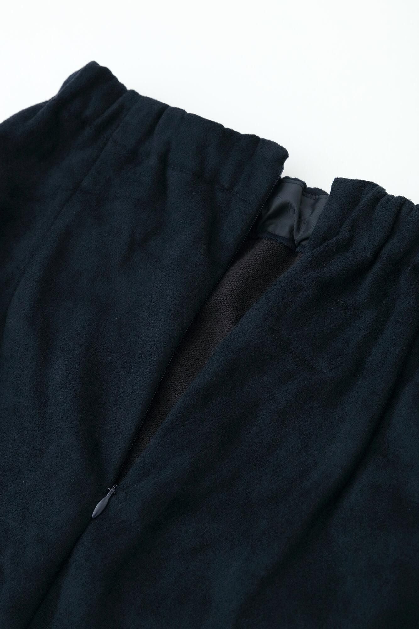 內抓毛仿麂皮 長裙／暗藍色