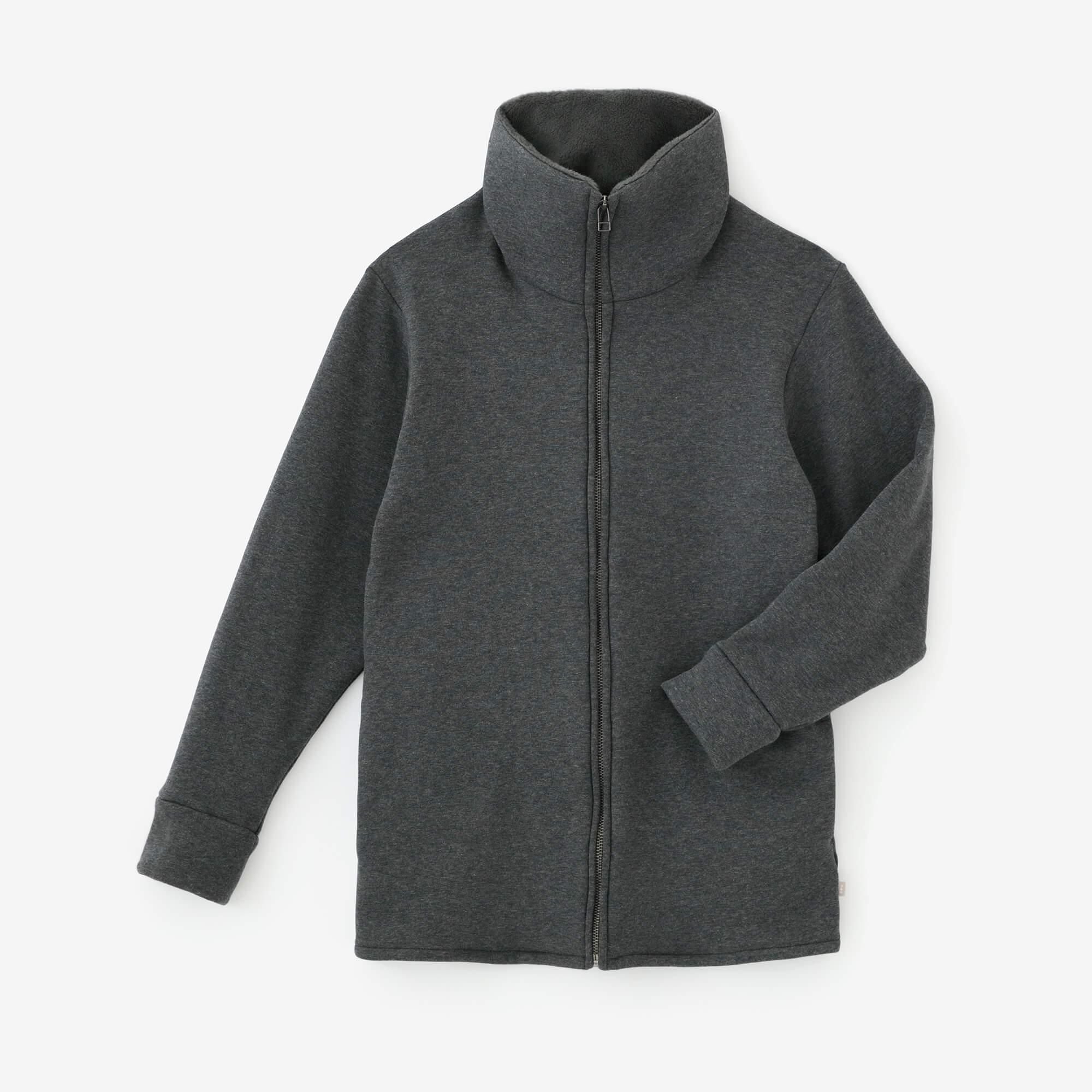 【官網限定】內仿毛針織立領外套/深灰× SO-SU-U十數