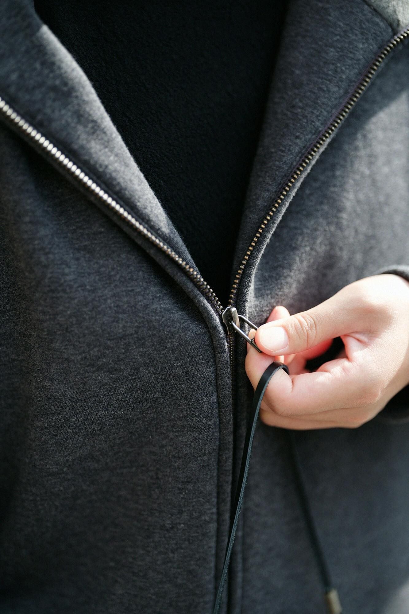 【官網限定】內仿毛針織立領外套/深灰× SO-SU-U十數