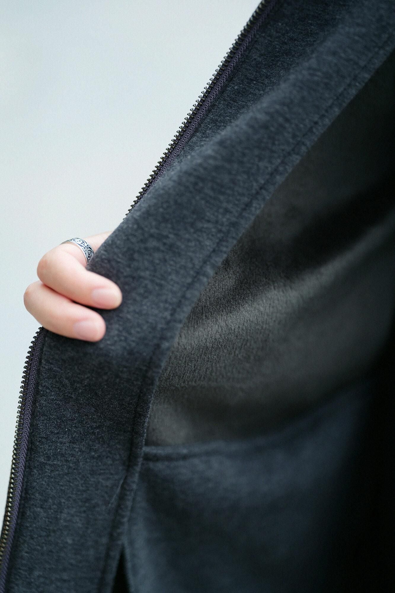 【官網限定】內仿毛針織立領外套/深灰× SO-SU-U十數