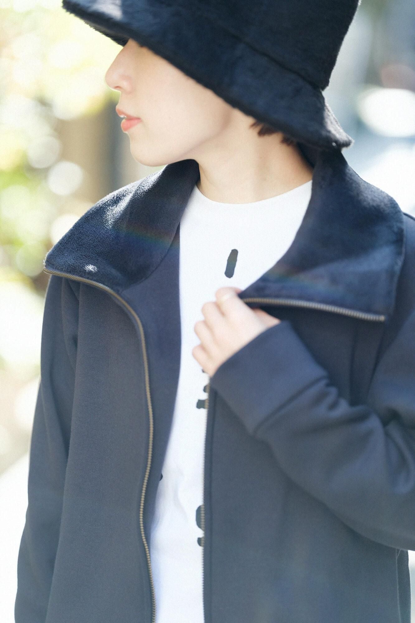 [仅在线] BOA编织衬里高脖子Blouson/Dark Navy X So-Su-U