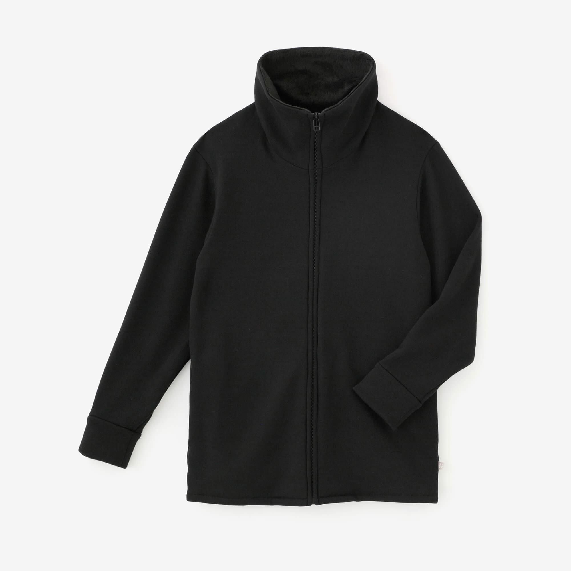 【官網限定20%OFF】內仿毛針織 立領外套／黑色×SO-SU-U十數