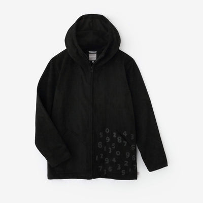 內抓毛仿麂皮 連帽外套／黑色