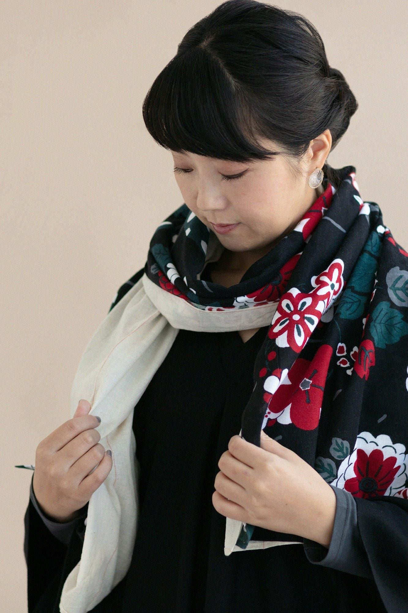 伊勢木棉圍巾／折扇 紅燈籠2