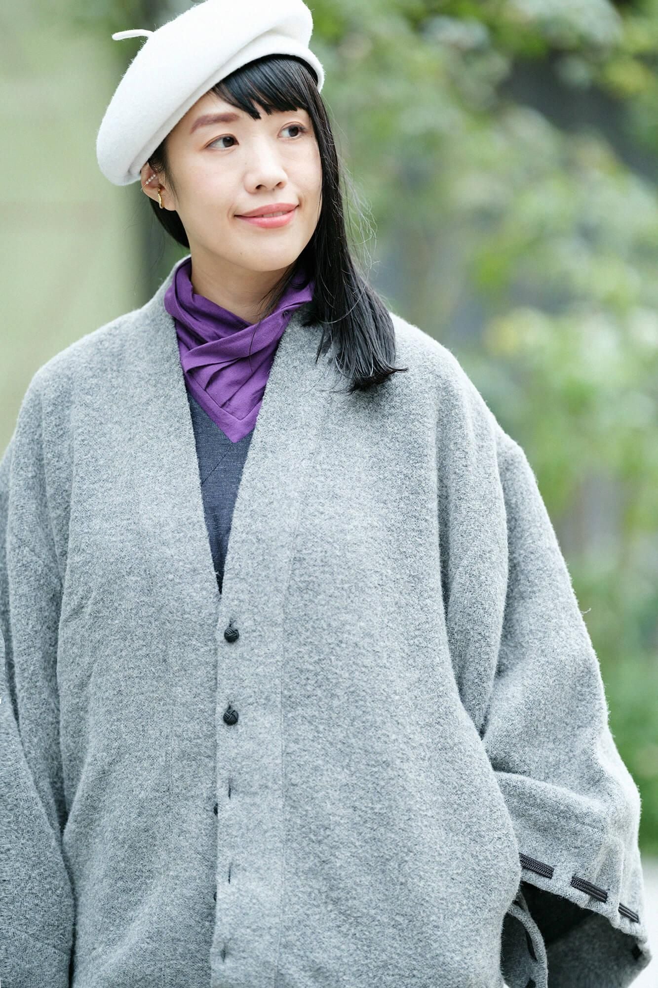 【官網限定】羊駝混紡 梳毛 伯爵外套 宮中袖 附裡襯／灰色