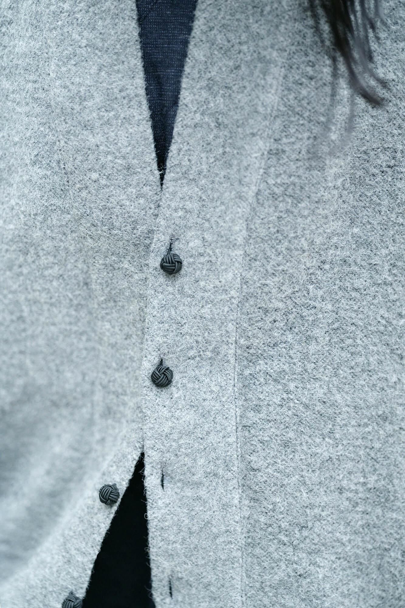 【官網限定】羊駝混紡 梳毛 伯爵外套 宮中袖 附裡襯／灰色