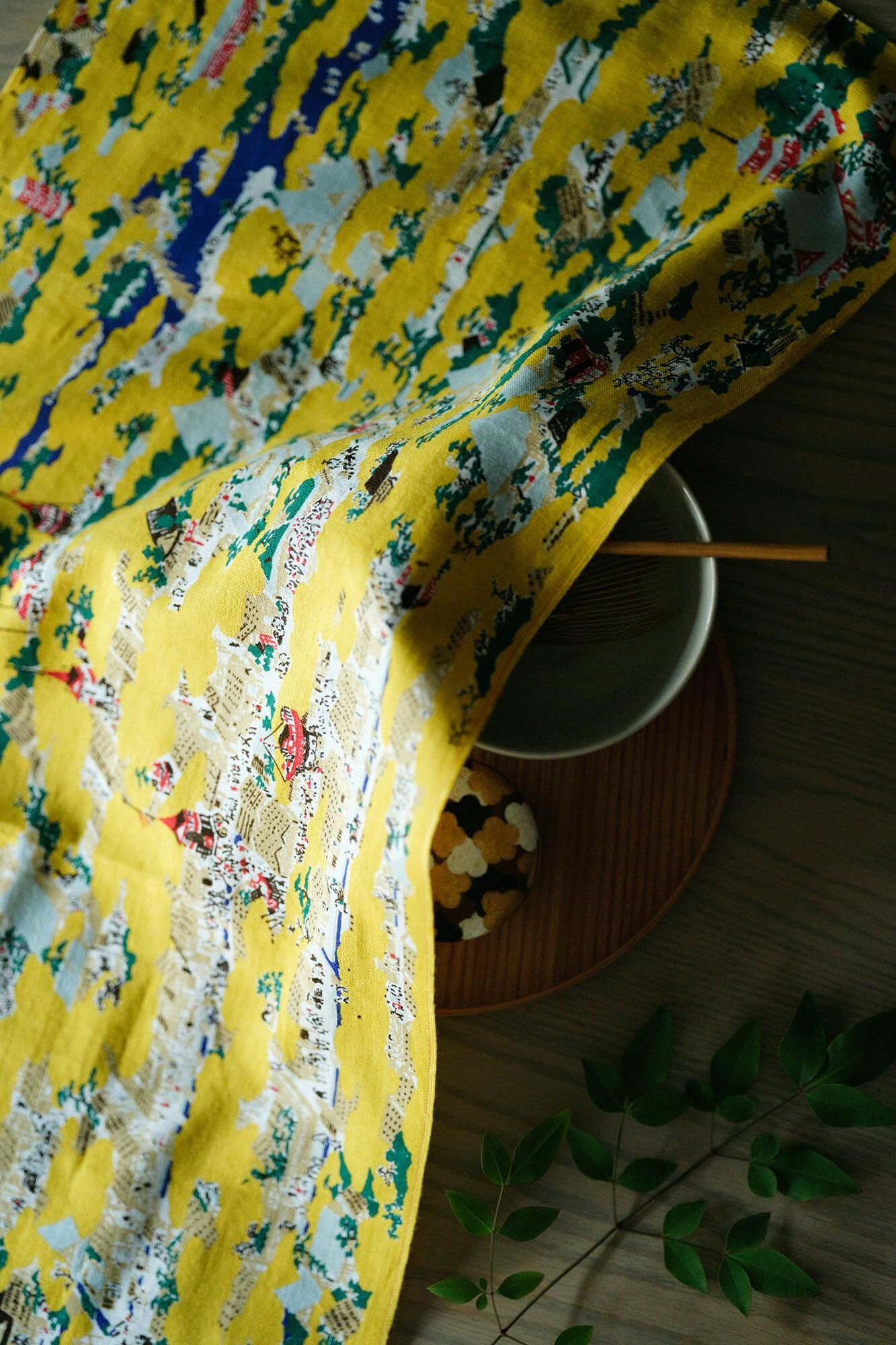 Isemomen Cotton Textile Handkerchief / Eitoku Kano - In and Around the City of Kyoto - Recreation