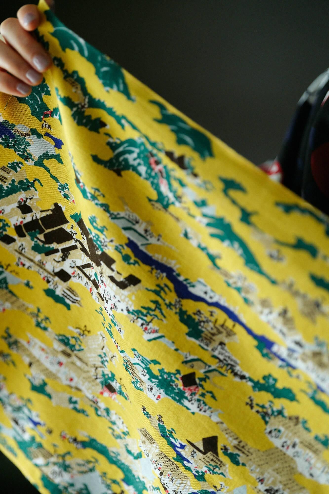 伊勢木綿 textile手ぬぐい／狩野永徳（かのうえいとく） 洛中洛外図