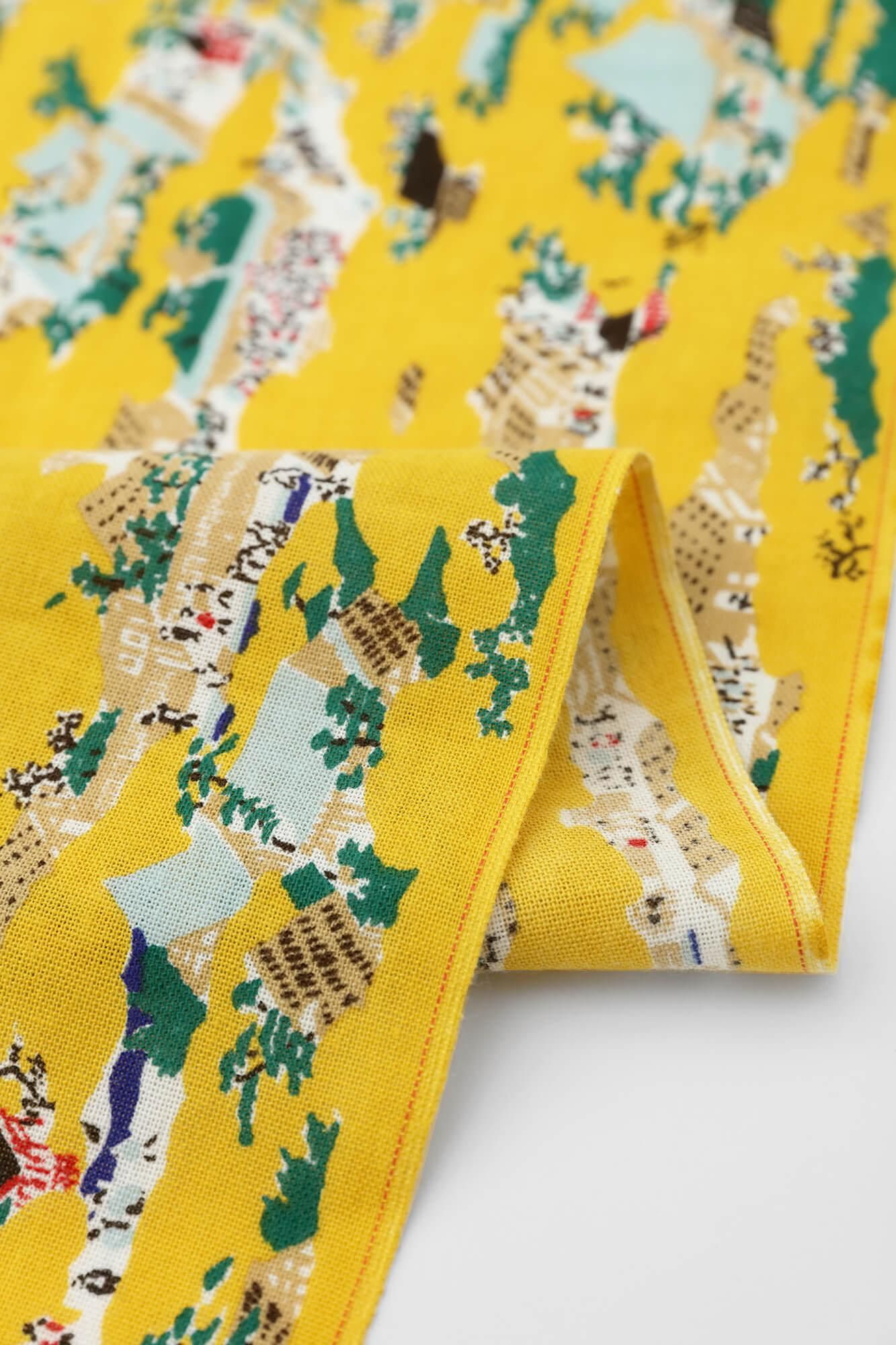 Isemomen Cotton Textile Handkerchief / Eitoku Kano - In and Around the City of Kyoto - Recreation
