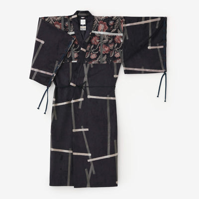 Faux Nubuck x Gobelin Roll-up Hem Simple Kimono with Lining Tobi