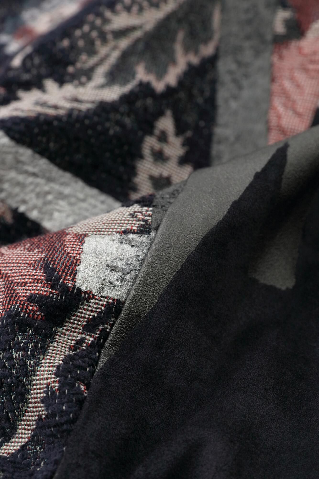 Faux Nubuck x Gobelin Roll-up Hem Simple Kimono with Lining Tobi