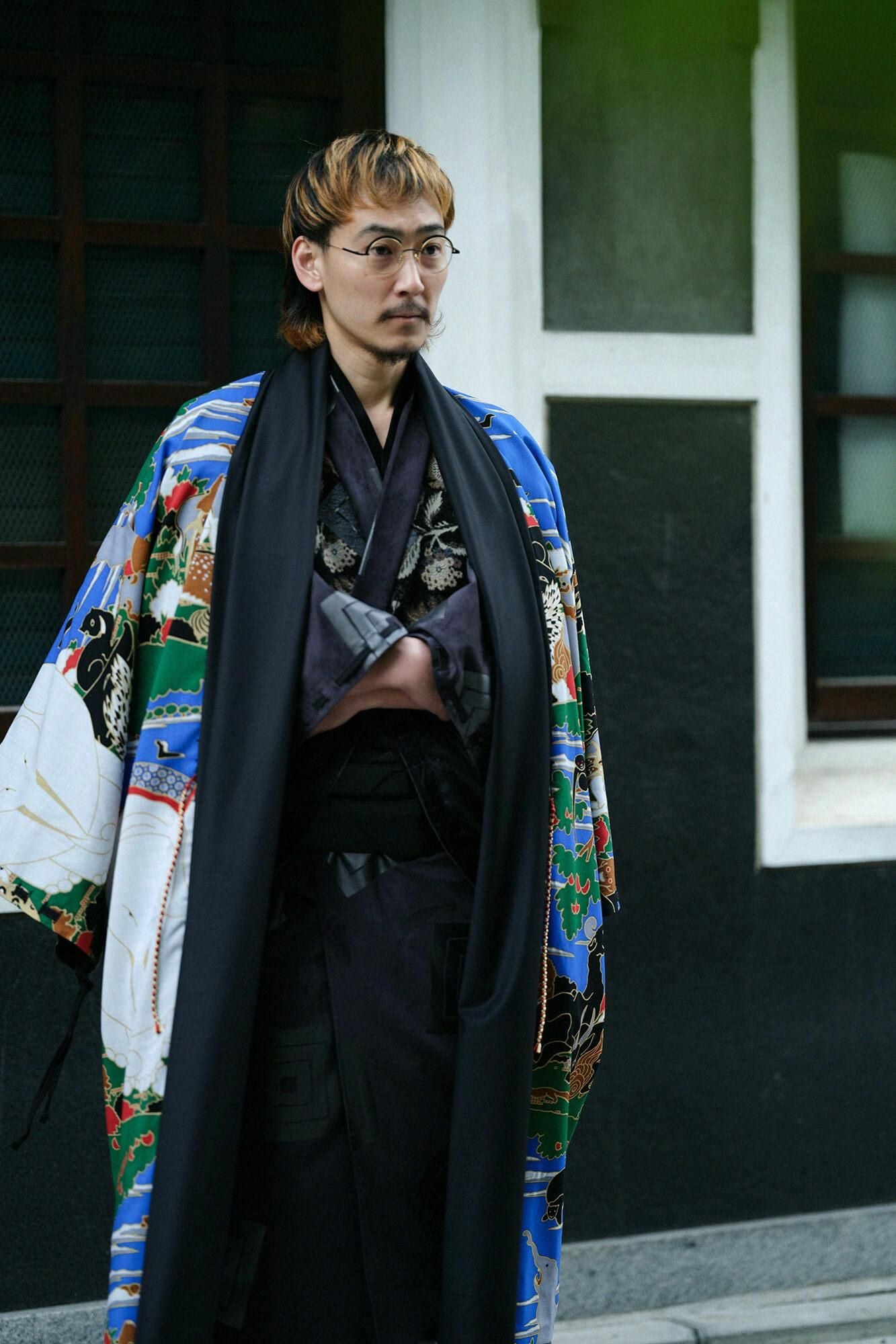 【net limited】Faux Nubuck×Gobelin Roll-up Hem Simple Kimono with Lining / One's specialty