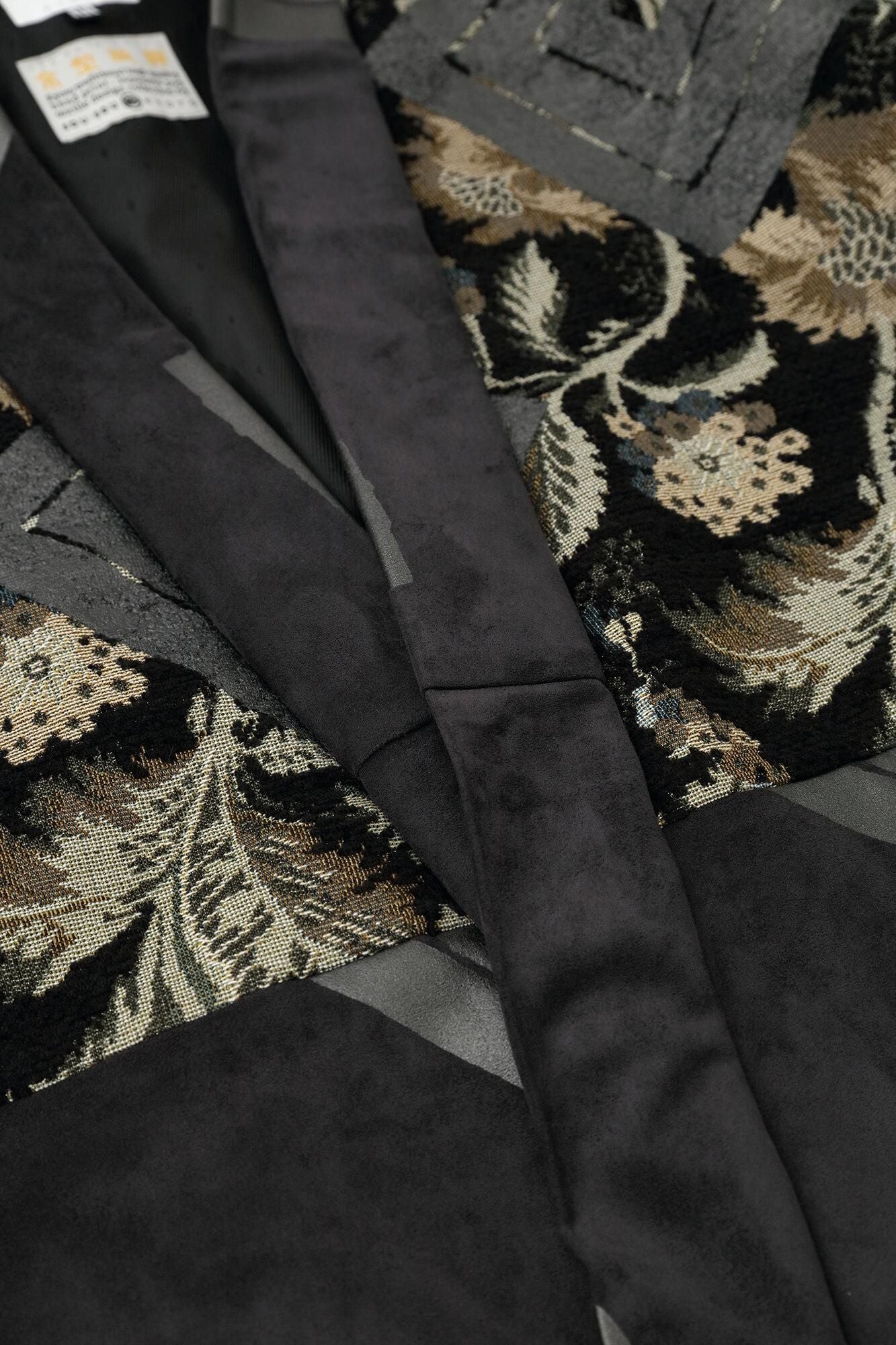 【net limited】Faux Nubuck×Gobelin Roll-up Hem Simple Kimono with Lining / One's specialty