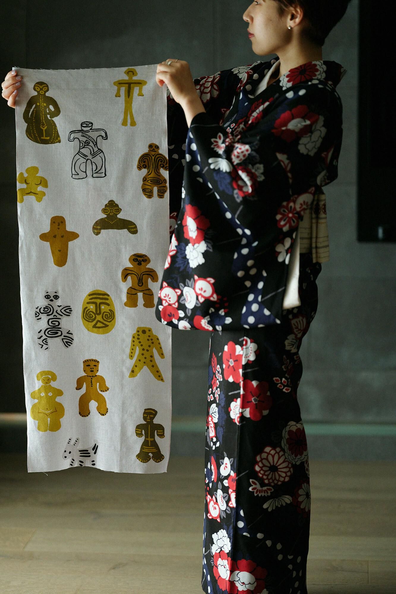 伊勢木綿 textile手ぬぐい／土偶（どぐう）