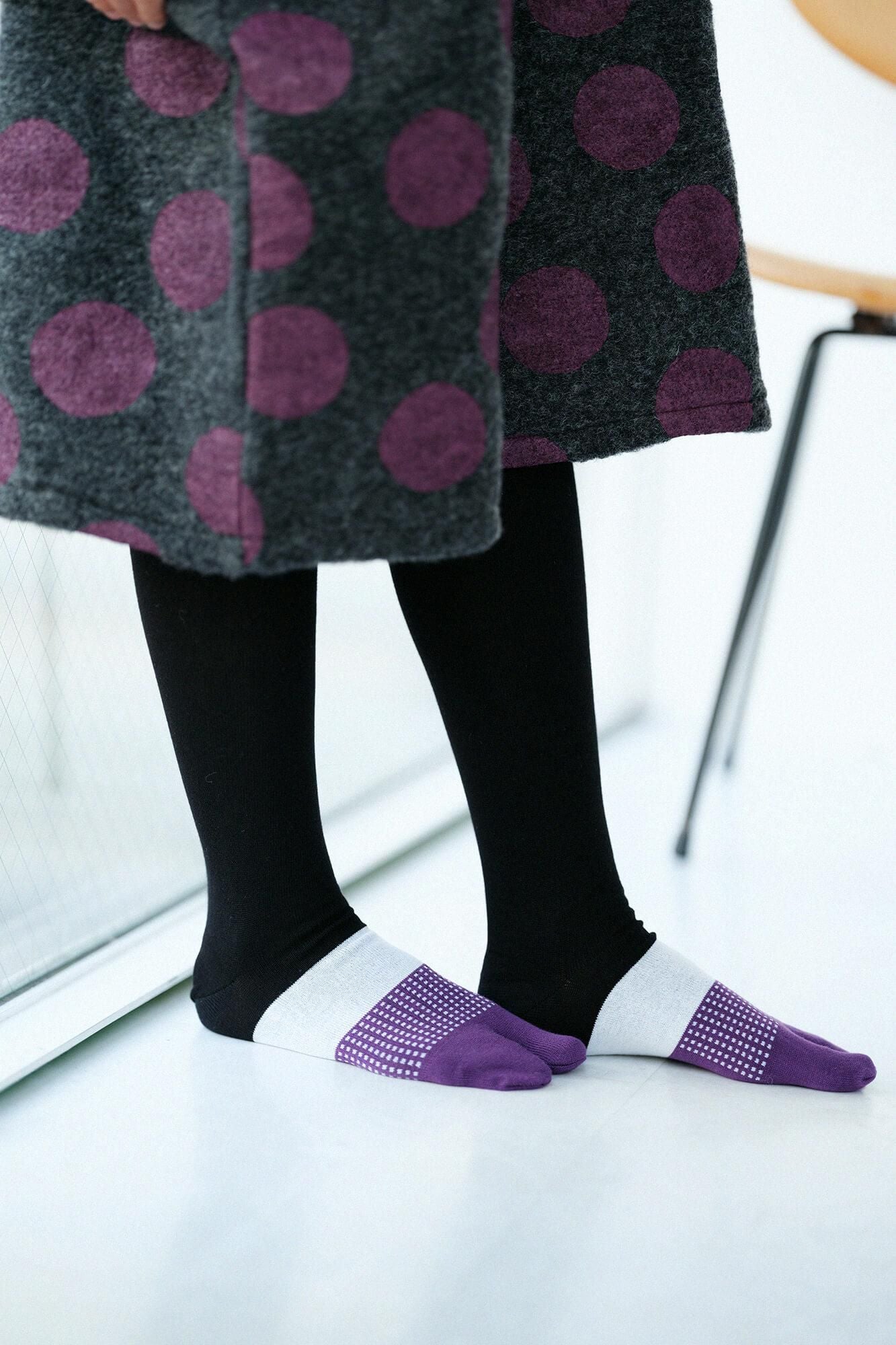Tabi Socks（Knee High）／Rin Black×Reddish Purple