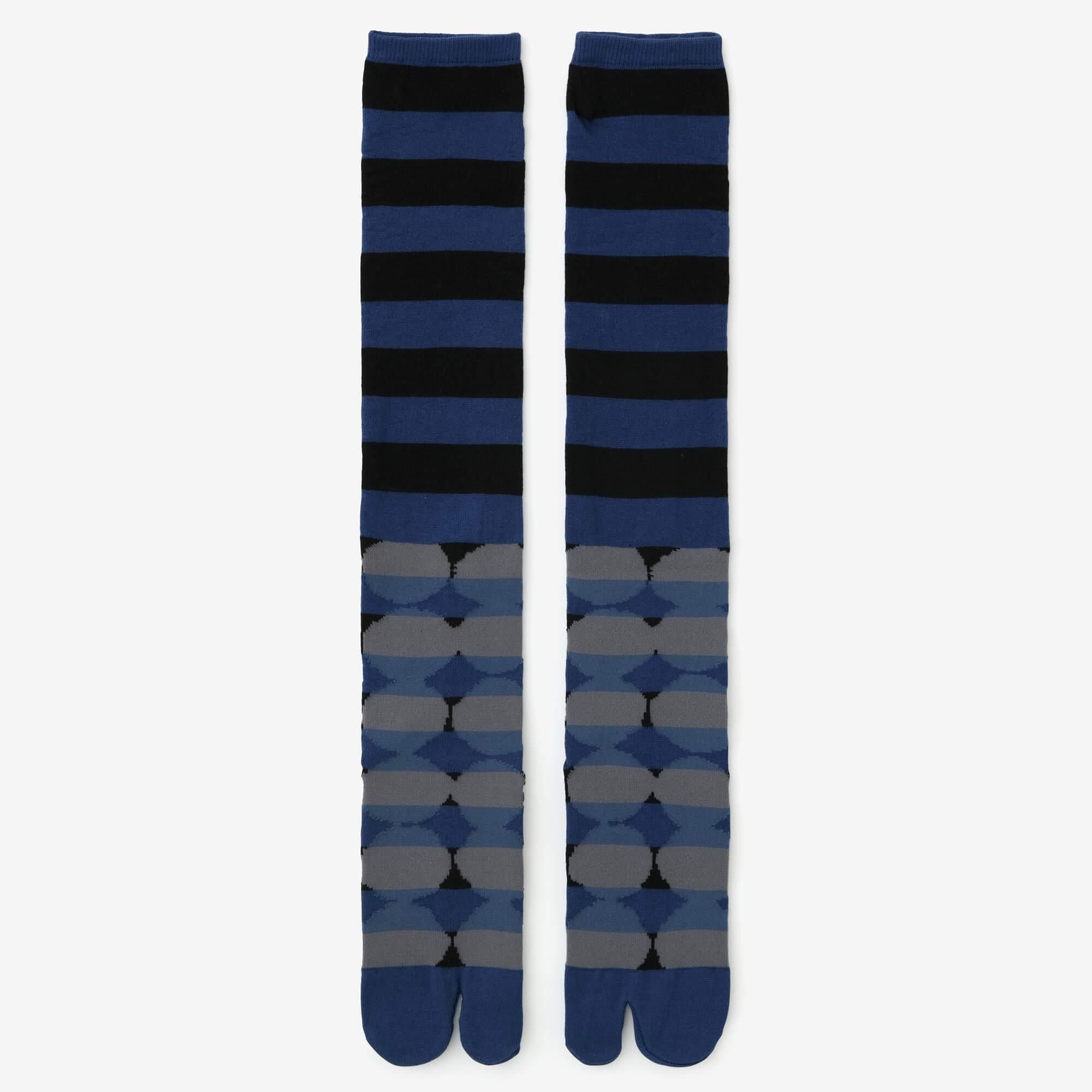 Tabi Socks（Knee High）／Marbles & Borders Prussian Blue