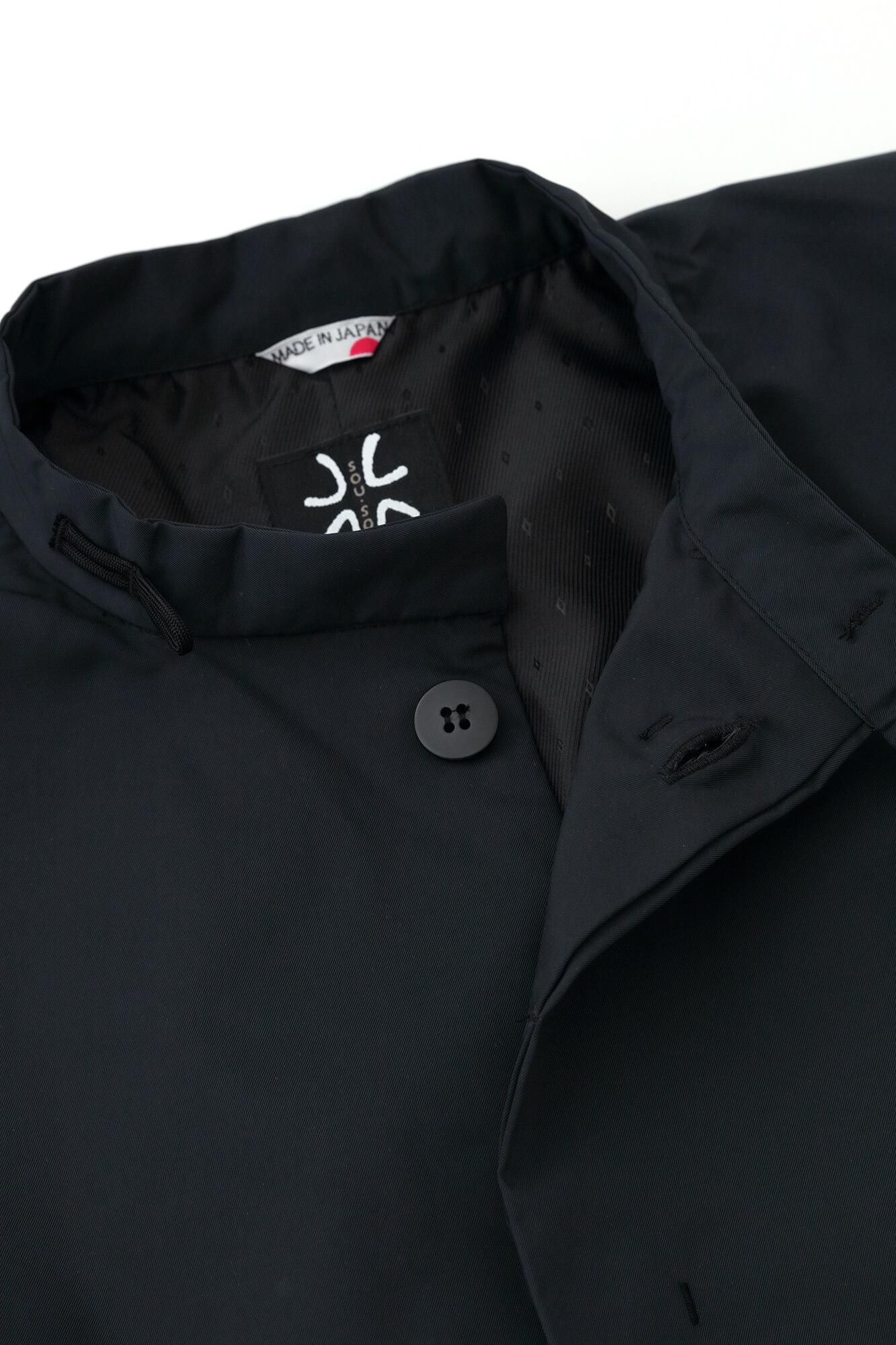 撥水織（はっすいおり） 円領外套（えんりょうがいとう）／黒紺（