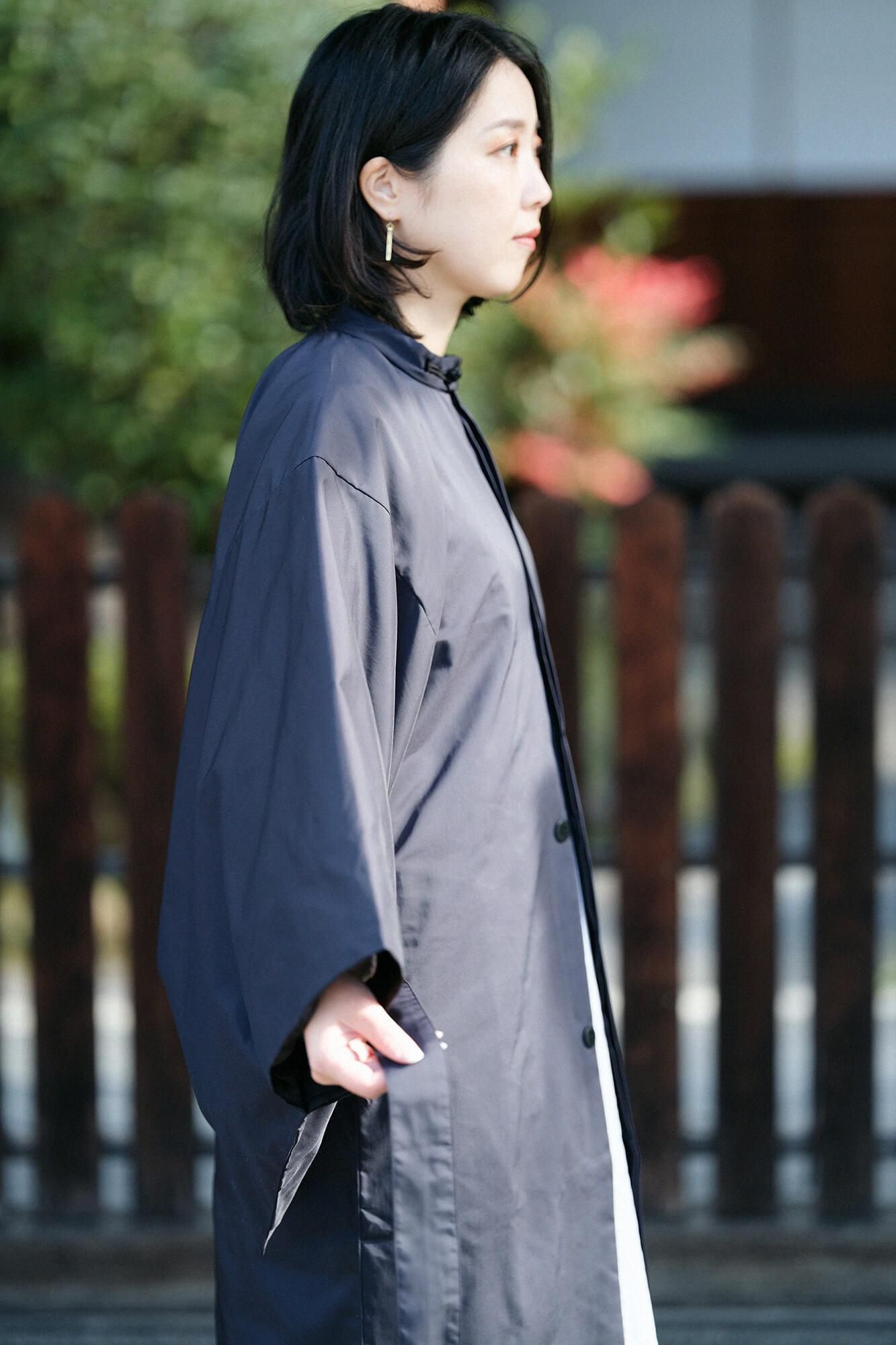 SOU・SOU 撥水織/円領外套／黒紺 撥水織（はっすいおり） 円領外套（えんりょうがいとう）／黒紺（